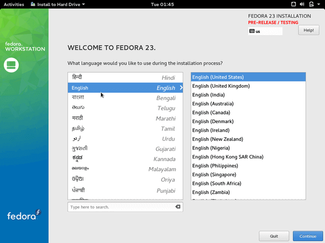 برای بزرگتر شدن عکس روی آن کلیک کنید  نام:	Select-Fedora-23-Installation-Language.png نمایش ها:	1 اندازه:	27.6 KB شناسه:	20226