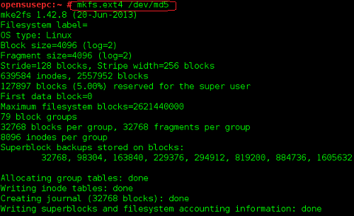 برای بزرگتر شدن عکس روی آن کلیک کنید  نام:	configureraid5onlinux6.png نمایش ها:	1 اندازه:	42.5 KB شناسه:	18288