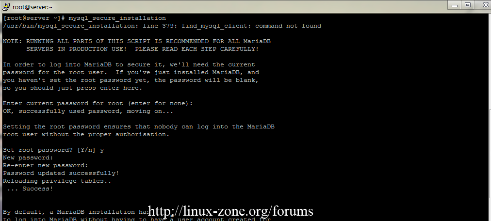 برای بزرگتر شدن عکس روی آن کلیک کنید  نام:	Secure-MySQL-Installation.png نمایش ها:	1 اندازه:	48.8 KB شناسه:	20445