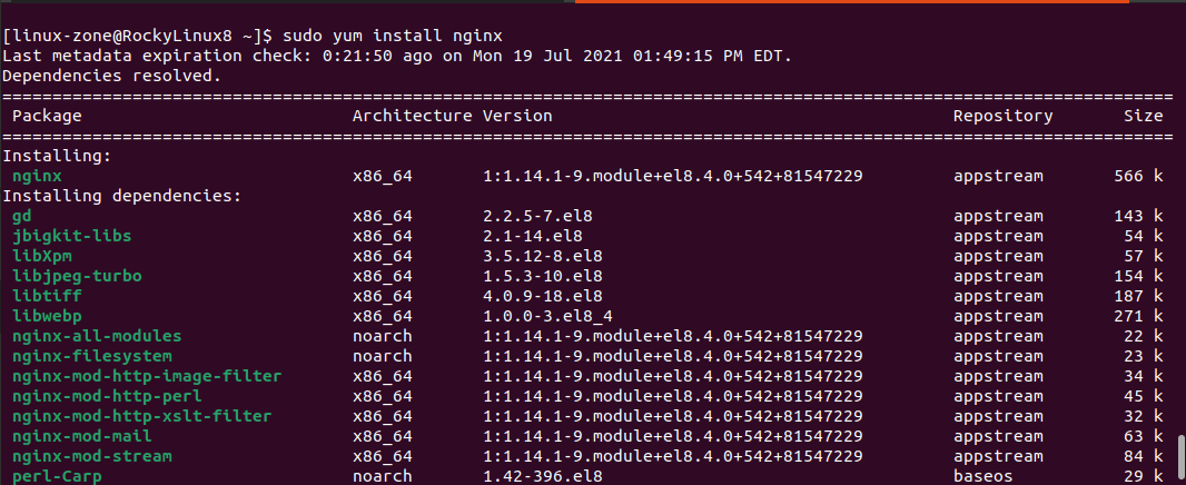 آموزش نصب nginx در rocky linux 8