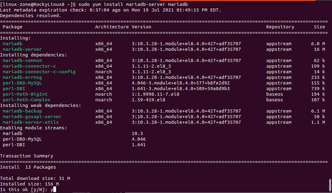 آموزش نصب mariadb در rocky linux