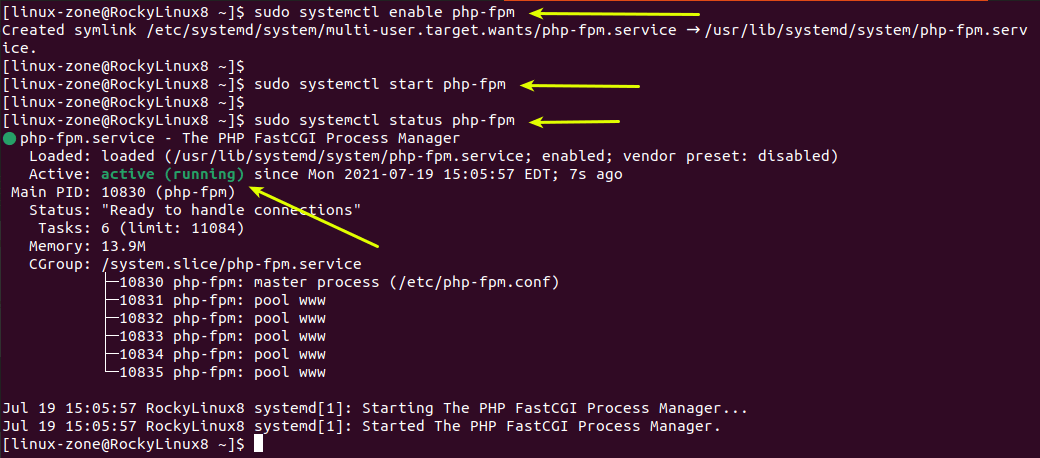 نحوه چک کردن وضعیت سرویس php-fpm