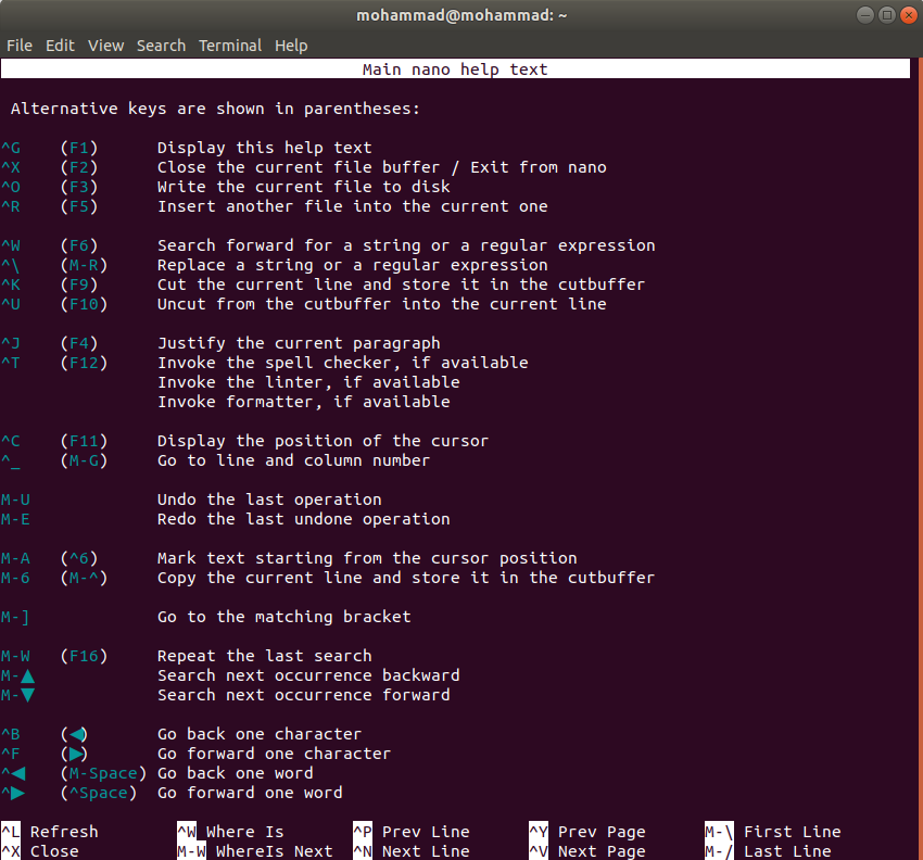برای دیدن سایز بزرگ روی عکس کلیک کنید  نام: Nano-Editor-Shortcut-Keys-1.png مشاهده: 1 حجم: 124.4 کیلو بایت