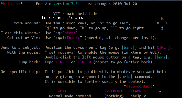 دستور vim در لینوکس