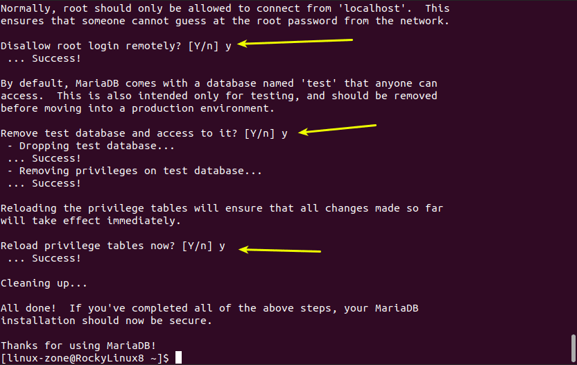 secure mariadb database