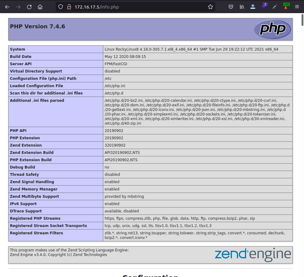 بررسی php نصب شده در rocky linux
