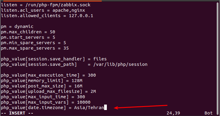 تعریف منطقه زمانی مانیتورینگ zabbix 5.4