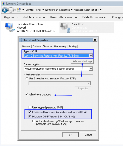 ساخت کلاینت l2tp/ipsec در ویندوز 7 و xp
