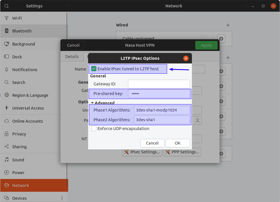 آموزش اضافه کردن کلاینت l2tp/ipsec به linux