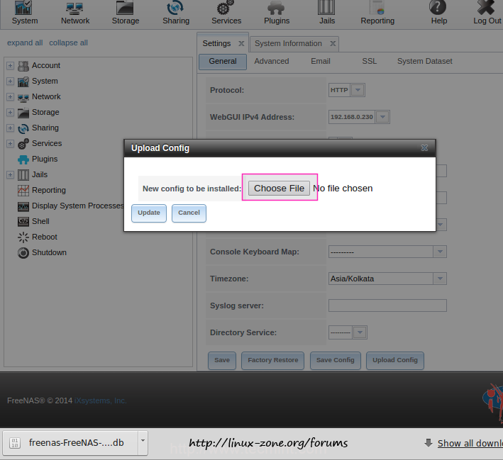 تنظیمات freenas