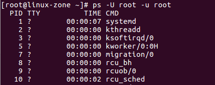 نمایش تمام پراسس های یوزر root