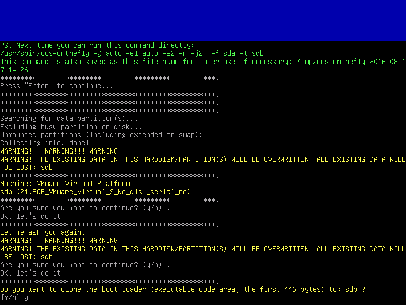 کلون گرفتن از hard در linux
