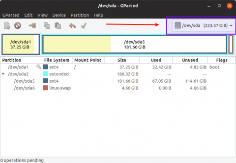 برای بزرگتر شدن عکس روی آن کلیک کنیدنام:	gparted_5.pngنمایش ها:	0اندازه:	50.9 KBشناسه:	26845