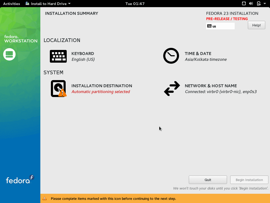 برای بزرگتر شدن عکس روی آن کلیک کنید  نام:	Fedora-23-Configuration.png نمایش ها:	1 اندازه:	32.1 KB شناسه:	20227