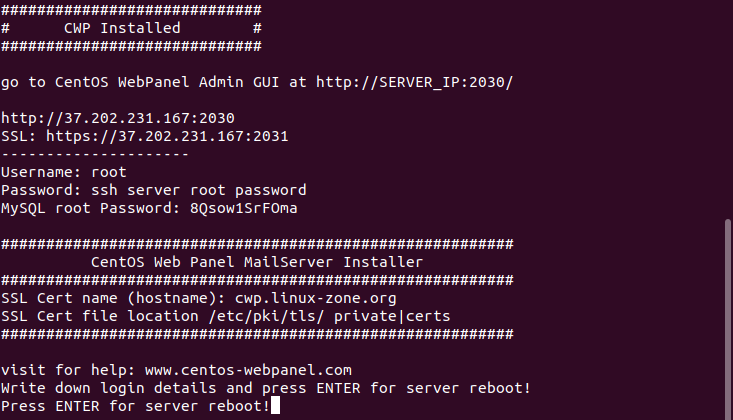 برای بزرگتر شدن عکس روی آن کلیک کنید

نام:	CentOS-Web-Panel-Installation-Summary-4.png
نمایش ها:	715
اندازه:	49.2 KB
شناسه:	26187