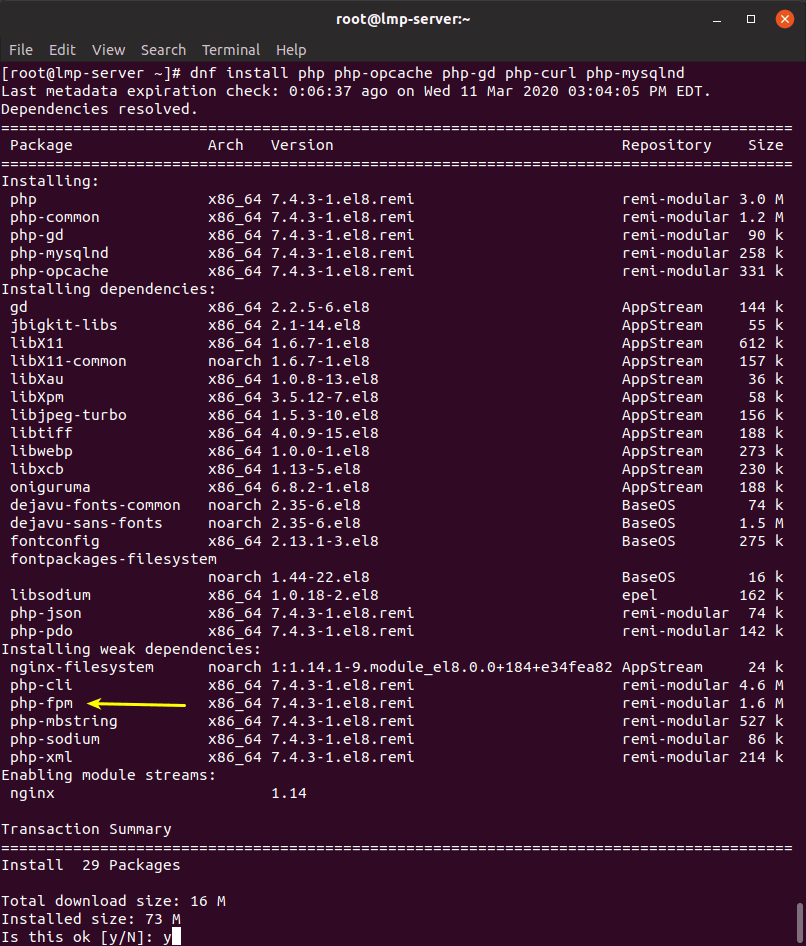 نصب php و php-fpm در centos 8