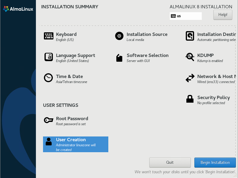 آموزش نصب alma linux