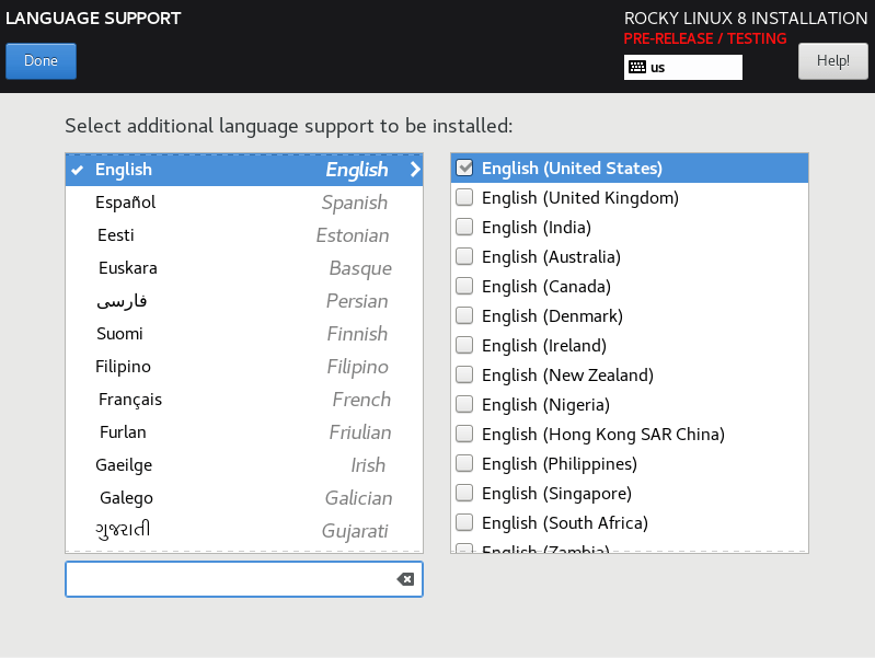تنظیمات زبان در rocky linux