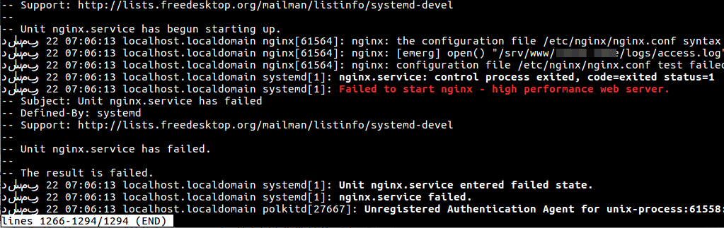 Click image for larger version  Name:	journalctl -xe error in centos and nginx.png Views:	1 Size:	78.0 KB ID:	22310