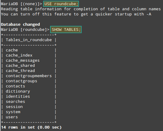 برای دیدن سایز بزرگ روی عکس کلیک کنید  نام: Check-Roundcube-Database-Tables.png مشاهده: 1 حجم: 10.4 کیلو بایت