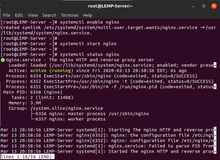 چک کردن وضعیت nginx در centos 8