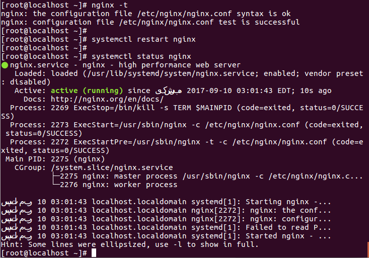 برای بزرگتر شدن عکس روی آن کلیک کنید  نام:	Restart-Nginx-and-Verify-Status.png نمایش ها:	1 اندازه:	106.4 KB شناسه:	22116