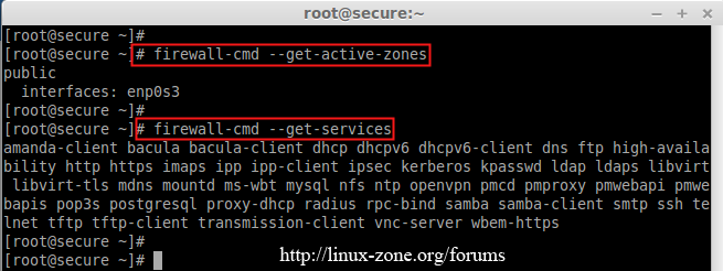 نحوه چک کردن zone ها در فایروال لینوکس