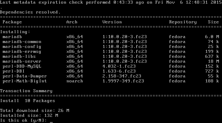 برای بزرگتر شدن عکس روی آن کلیک کنید  نام:	Install-MariaDB-in-Fedora-23.png نمایش ها:	1 اندازه:	3.7 KB شناسه:	20331