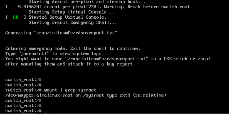 ریست پسورد root در centos8