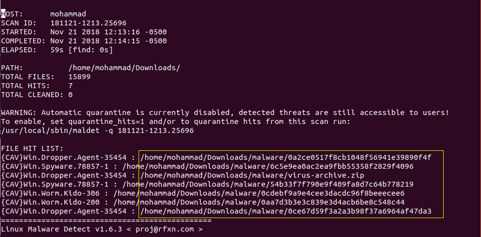 برای دیدن سایز بزرگ روی عکس کلیک کنید  نام: Linux-Malware-Scan-Report-4.png مشاهده: 1 حجم: 104.3 کیلو بایت