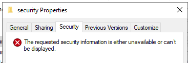 security information is either unavailable or cannot be displayed