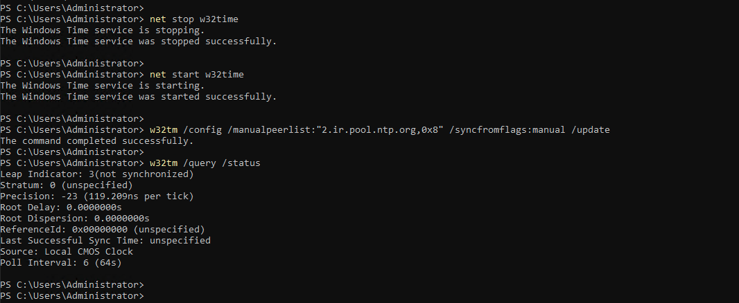 تنظیمات ntp در ویندوز سرور 2022
