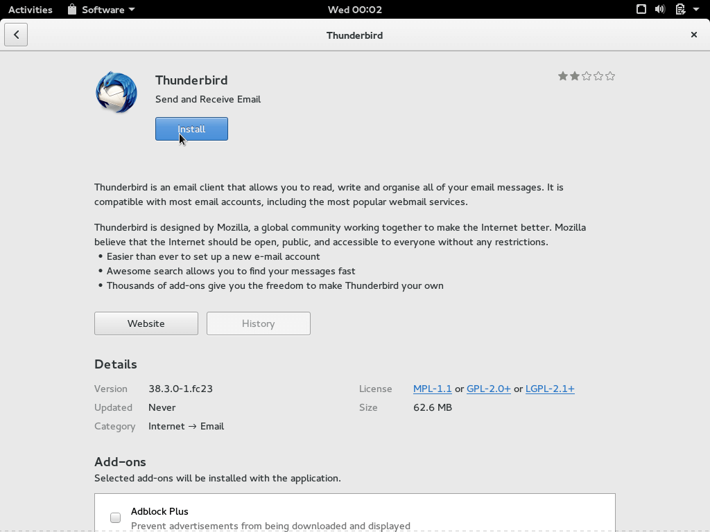 Click image for larger version  Name:	Install-Thunderbird-in-Fedora-23.png Views:	1 Size:	25.8 KB ID:	20612